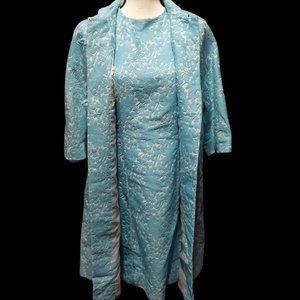 Novia Creazioni Roma Italy VNTG Brocade Dress & Coat 2pc 1960's BEAUTIFUL